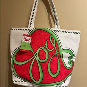 NWT Brighton "Love & Joy" Christmas Canvas Tote Bag